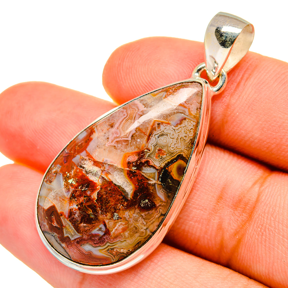 Crazy Lace Agate Pendants handcrafted by Anasilvercos - PD8825