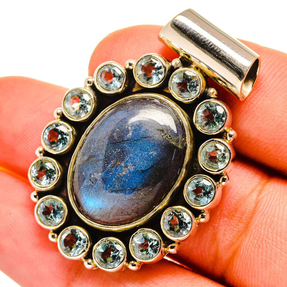 Labradorite, Blue Topaz Pendants handcrafted by Anasilvercos - PD8850