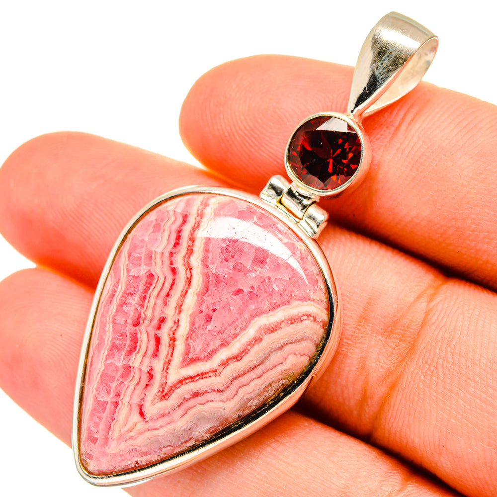 Rhodochrosite, Garnet Pendants handcrafted by Anasilvercos - PD8881
