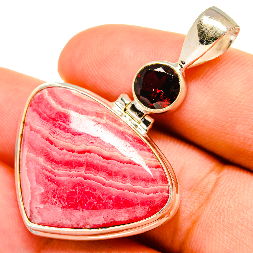 Rhodochrosite, Garnet Pendants handcrafted by Anasilvercos - PD8882