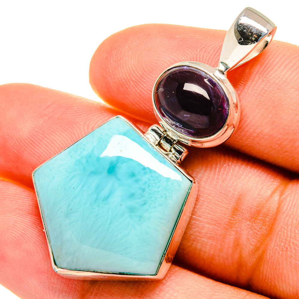 Larimar, Tanzanite Pendants handcrafted by Anasilvercos - PD8915