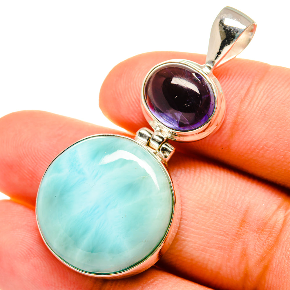 Larimar, Tanzanite Pendants handcrafted by Anasilvercos - PD8916