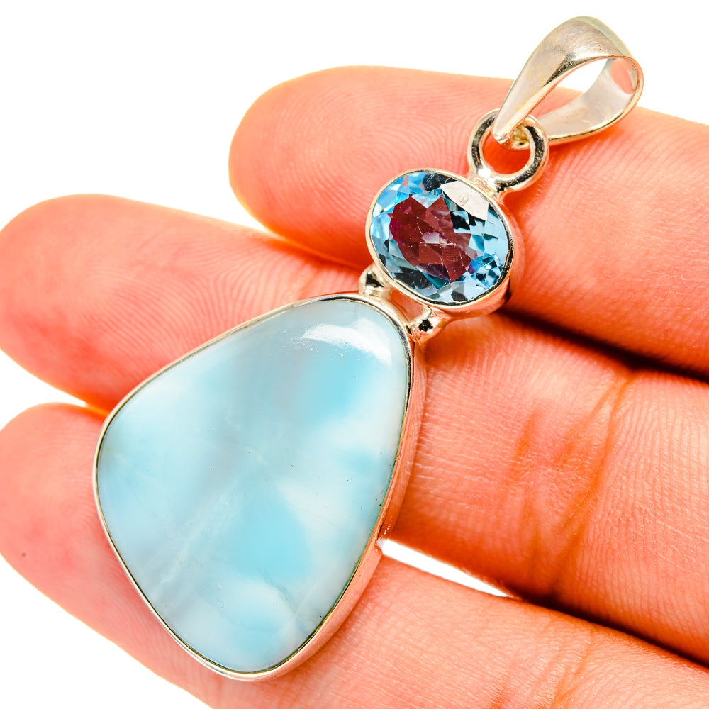 Larimar, Blue Topaz Pendants handcrafted by Anasilvercos - PD8917