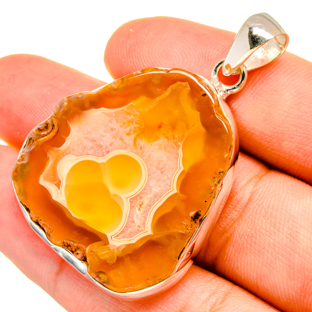 Yellow Geode Slice Pendants handcrafted by Anasilvercos - PD8949