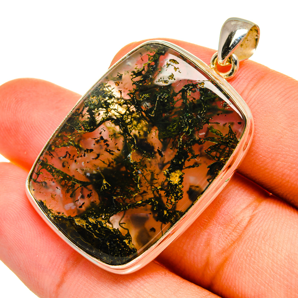 Green Moss Agate Pendants handcrafted by Anasilvercos - PD8958