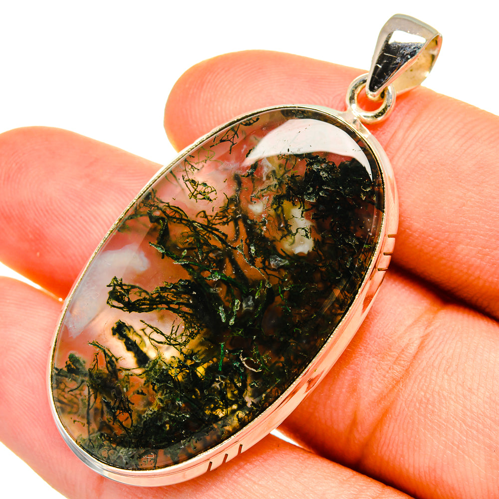 Green Moss Agate Pendants handcrafted by Anasilvercos - PD8959
