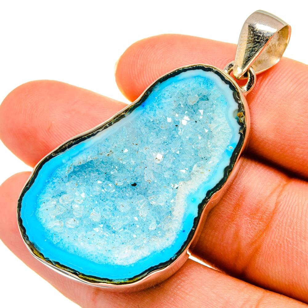 Blue Geode Slice Pendants handcrafted by Anasilvercos - PD9060