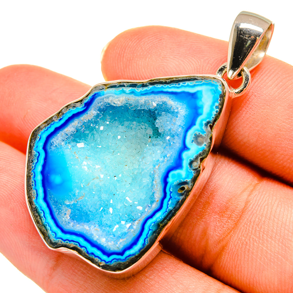 Blue Geode Slice Pendants handcrafted by Anasilvercos - PD9079