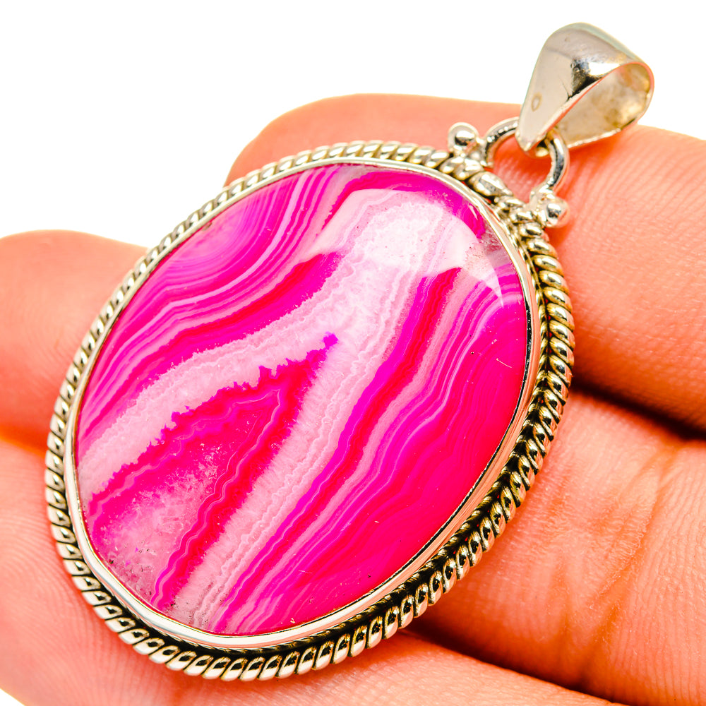 Pink Botswana Agate Pendants handcrafted by Anasilvercos - PD9175