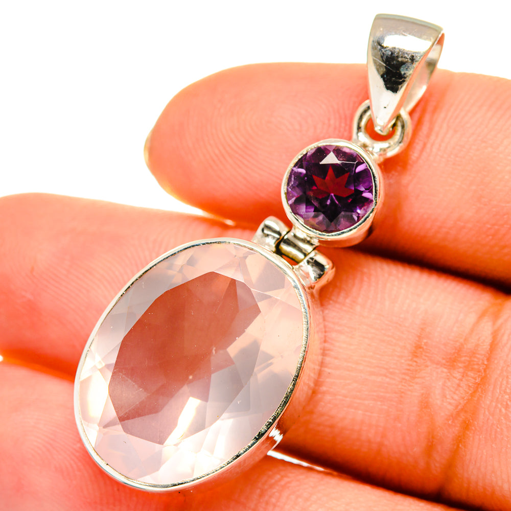 Rose Quartz Pendants handcrafted by Anasilvercos - PD9182
