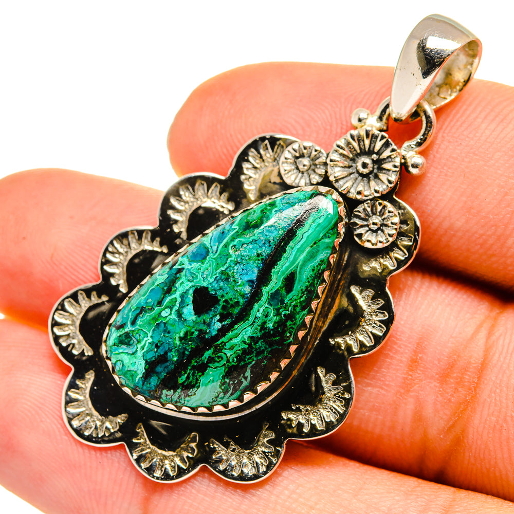 Malachite In Chrysocolla Pendants handcrafted by Anasilvercos - PD9227