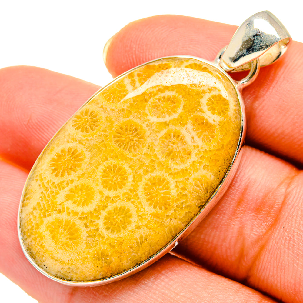 Fossil Coral Pendants handcrafted by Anasilvercos - PD9236