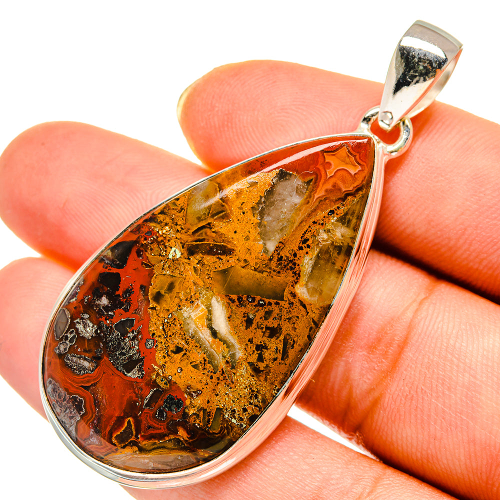 Crazy Lace Agate Pendants handcrafted by Anasilvercos - PD9264
