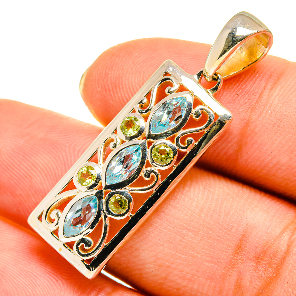 Blue Topaz, Peridot Pendants handcrafted by Anasilvercos - PD9309