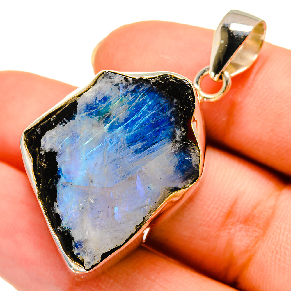 Rainbow Moonstone Pendants handcrafted by Anasilvercos - PD9488