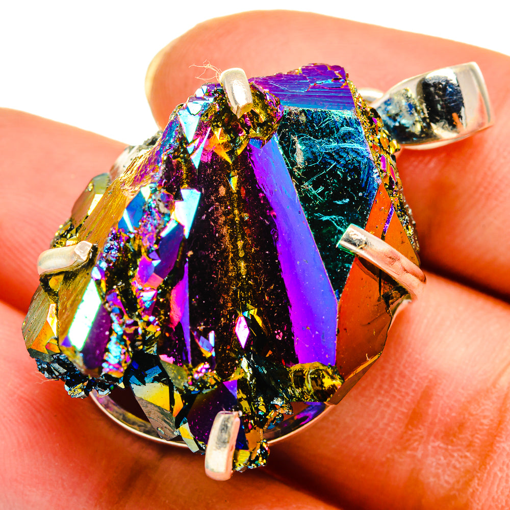 Titanium Sunshine Druzy Pendants handcrafted by Anasilvercos - PD9497