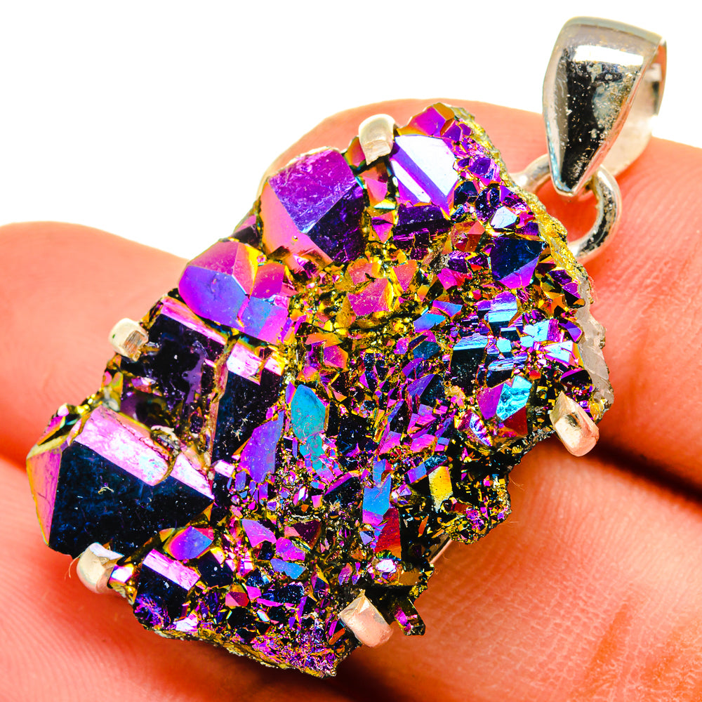 Titanium Sunshine Druzy Pendants handcrafted by Anasilvercos - PD9498