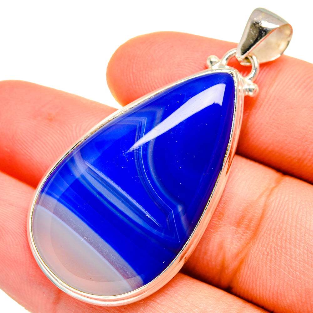 Blue Botswana Agate Pendants handcrafted by Anasilvercos - PD9568