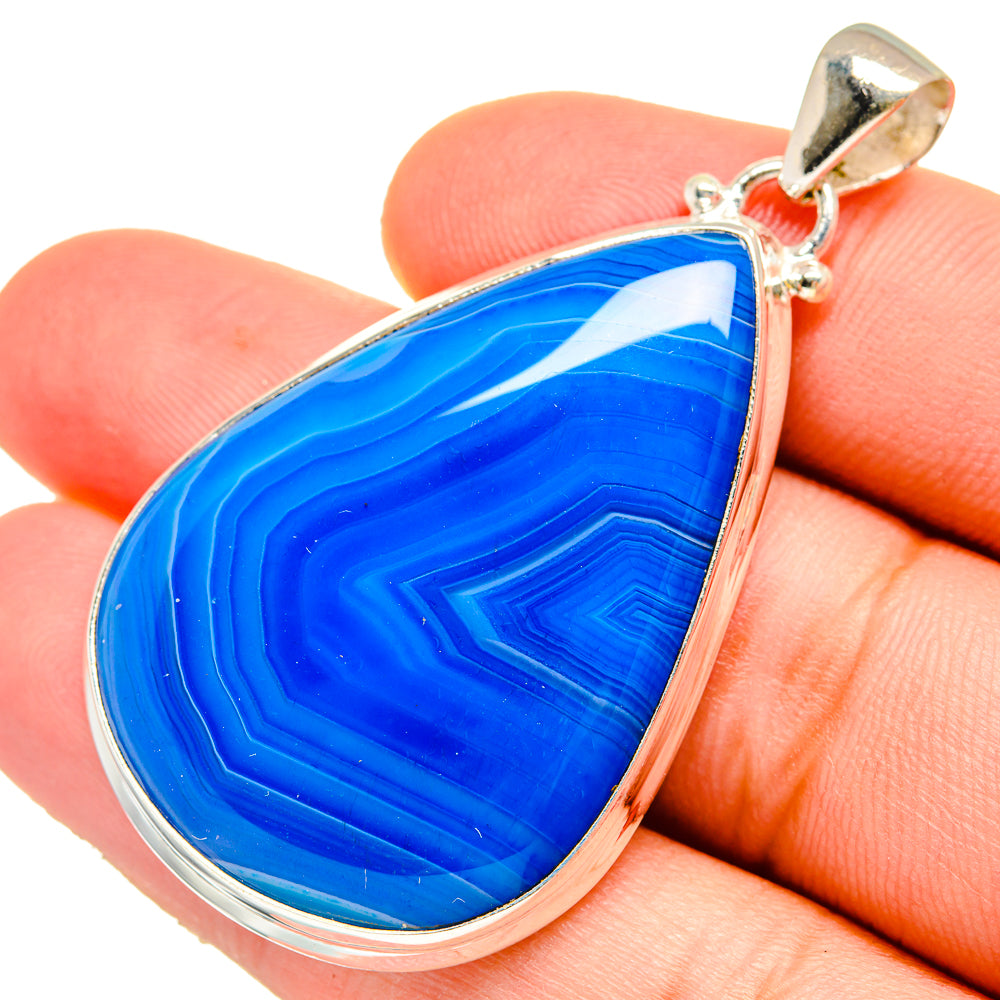 Blue Botswana Agate Pendants handcrafted by Anasilvercos - PD9569