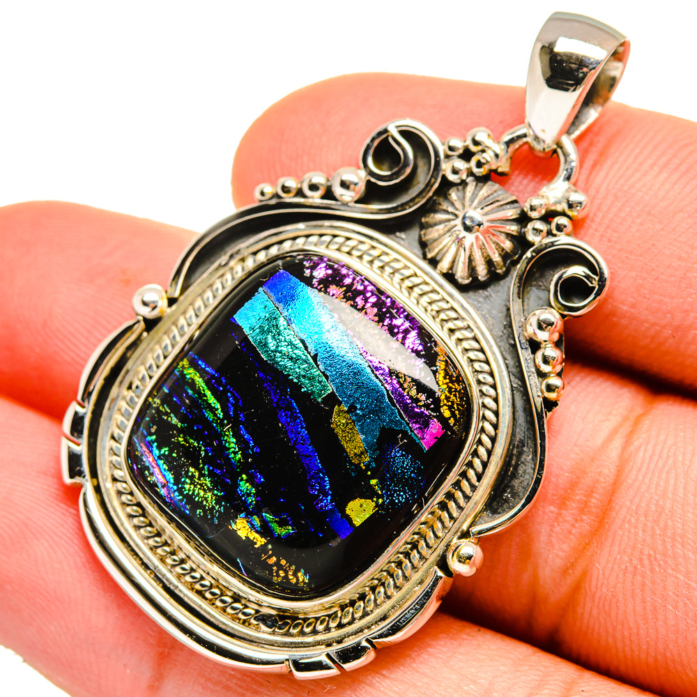 Dichroic Glass Pendants handcrafted by Anasilvercos - PD9585