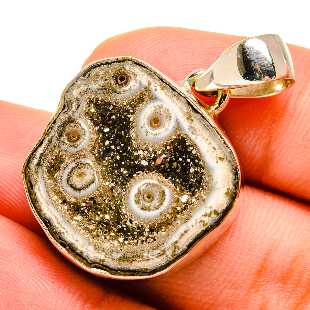 Pyrite Geode Slice Pendants handcrafted by Anasilvercos - PD9590