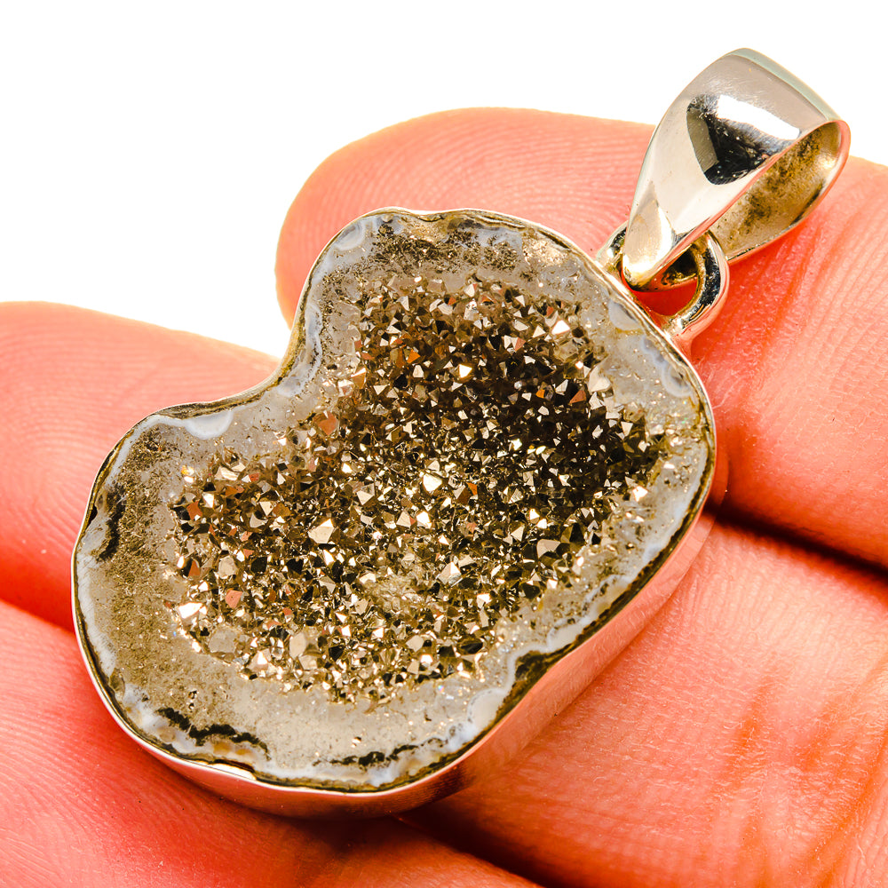 Pyrite Geode Slice Pendants handcrafted by Anasilvercos - PD9591