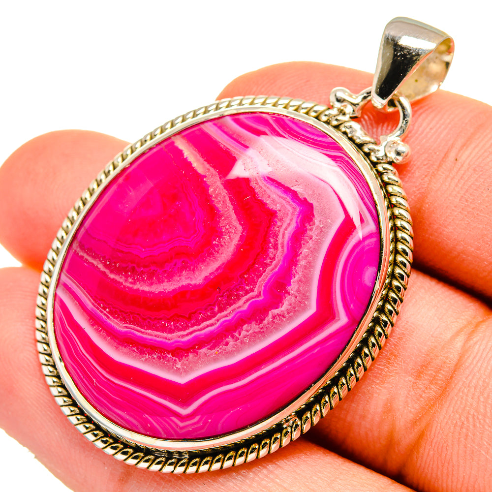 Pink Botswana Agate Pendants handcrafted by Anasilvercos - PD9615