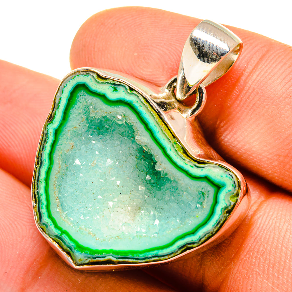 Green Geode Slice Pendants handcrafted by Anasilvercos - PD9632