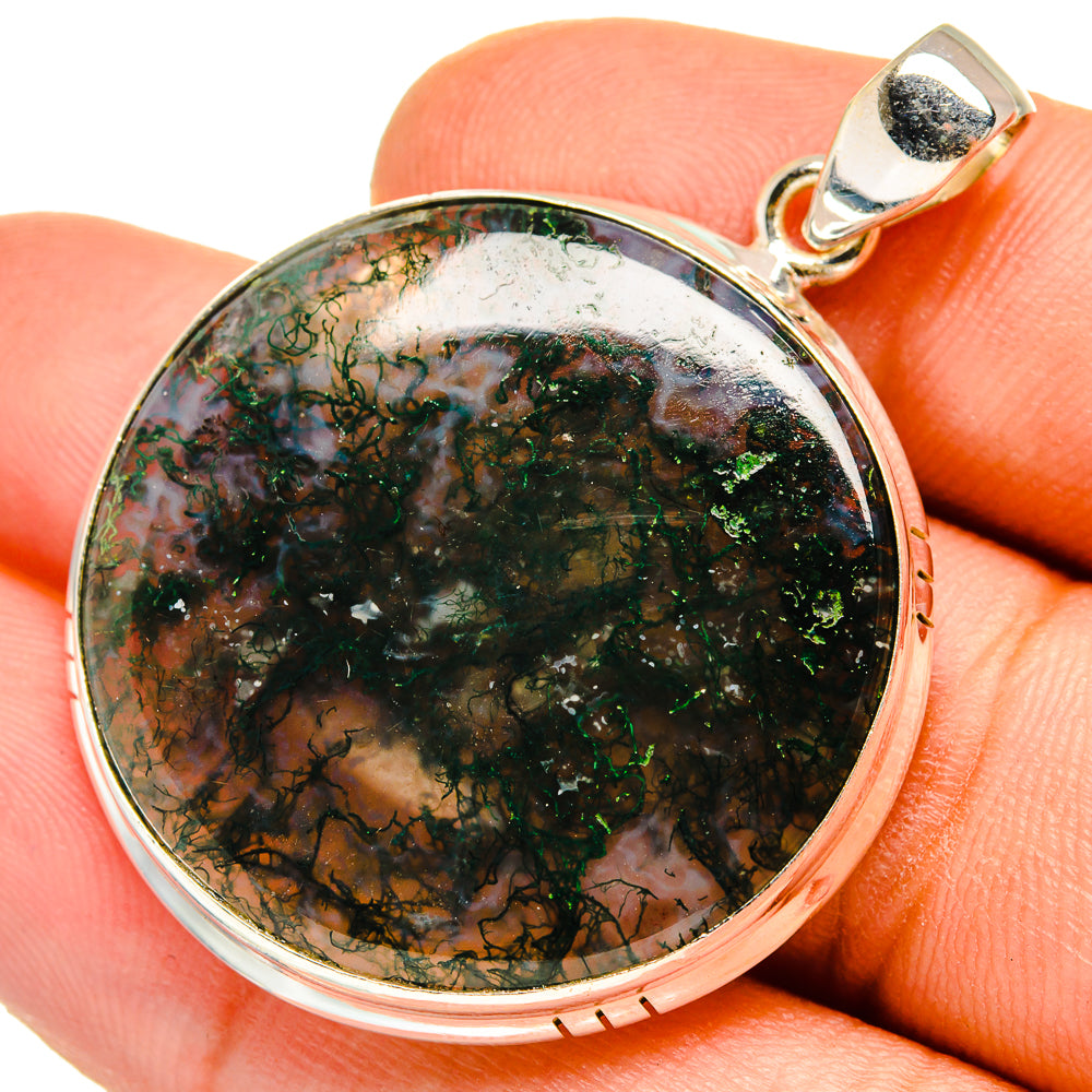 Green Moss Agate Pendants handcrafted by Anasilvercos - PD9639