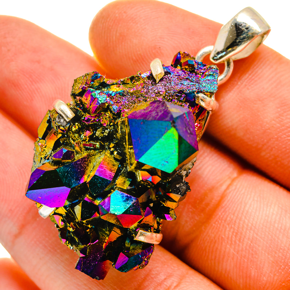 Titanium Sunshine Druzy Pendants handcrafted by Anasilvercos - PD9674