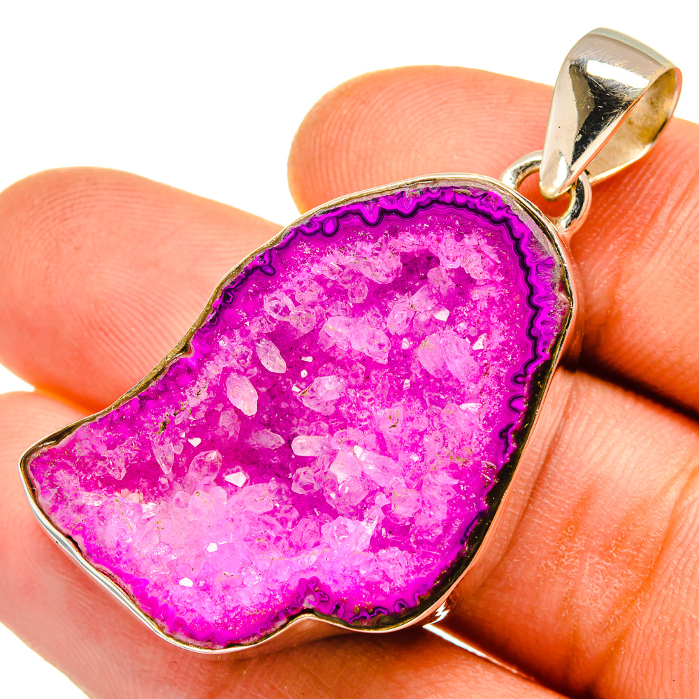 Pink Geode Slice Pendants handcrafted by Anasilvercos - PD9676