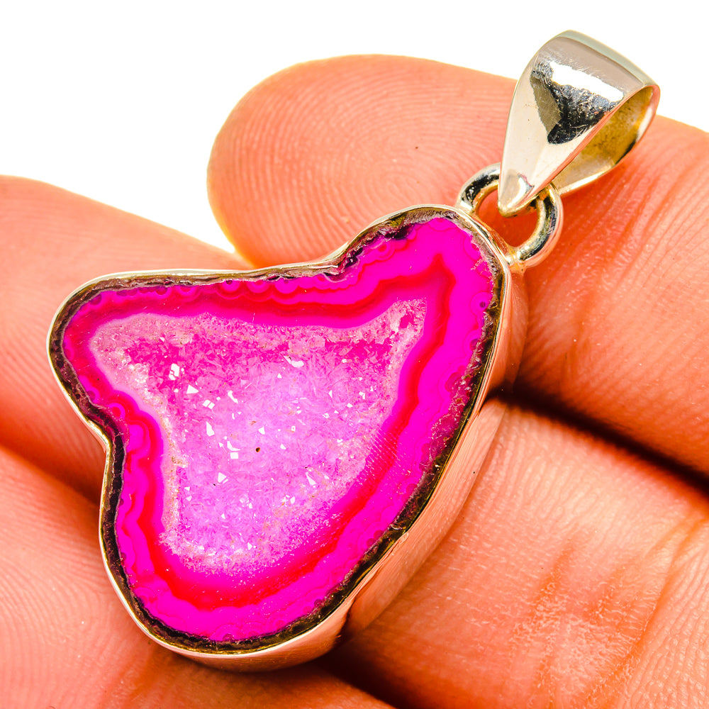 Pink Geode Slice Pendants handcrafted by Anasilvercos - PD9678