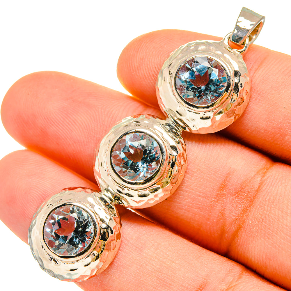 Blue Topaz Pendants handcrafted by Anasilvercos - PD9822