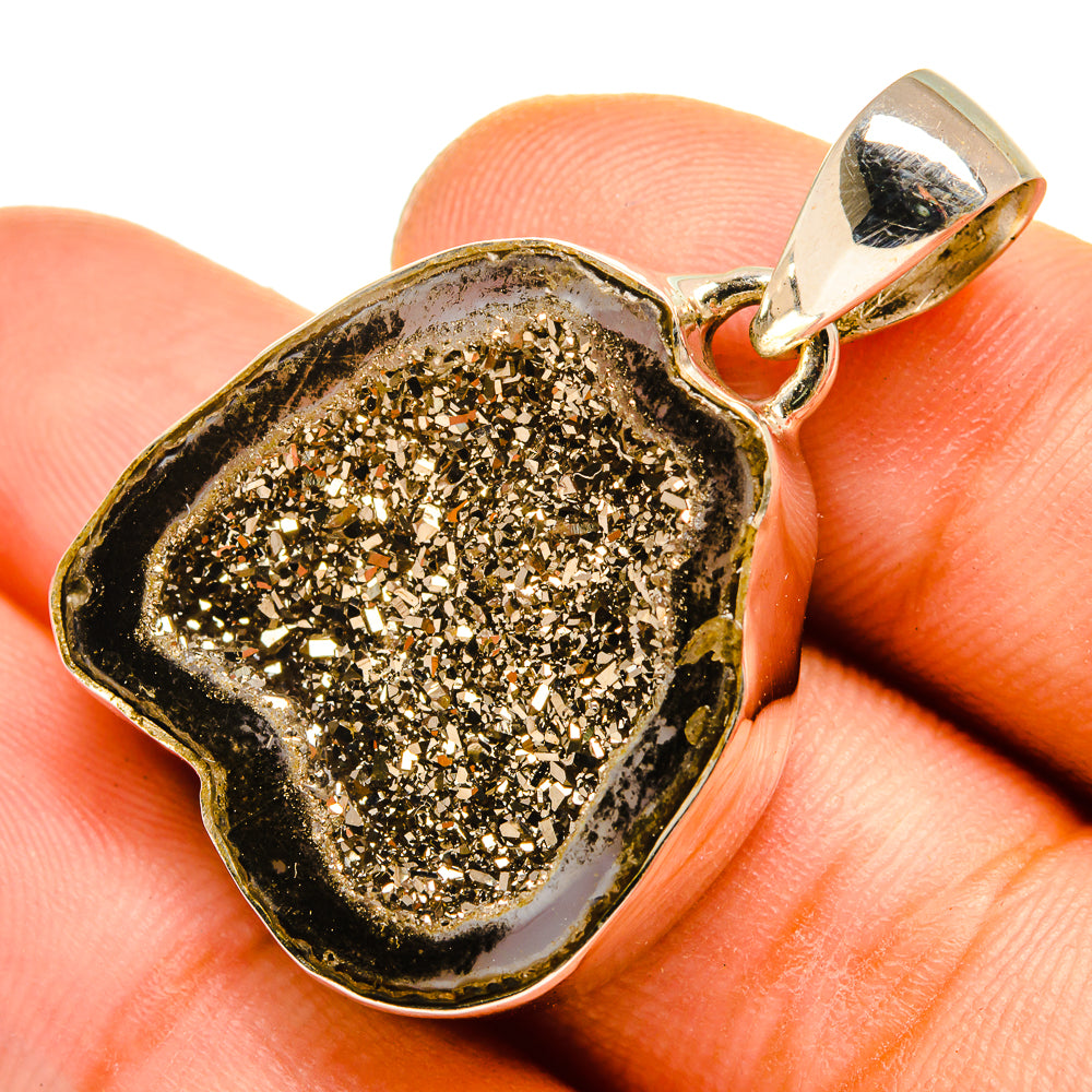 Pyrite Geode Druzy Pendants handcrafted by Anasilvercos - PD9872