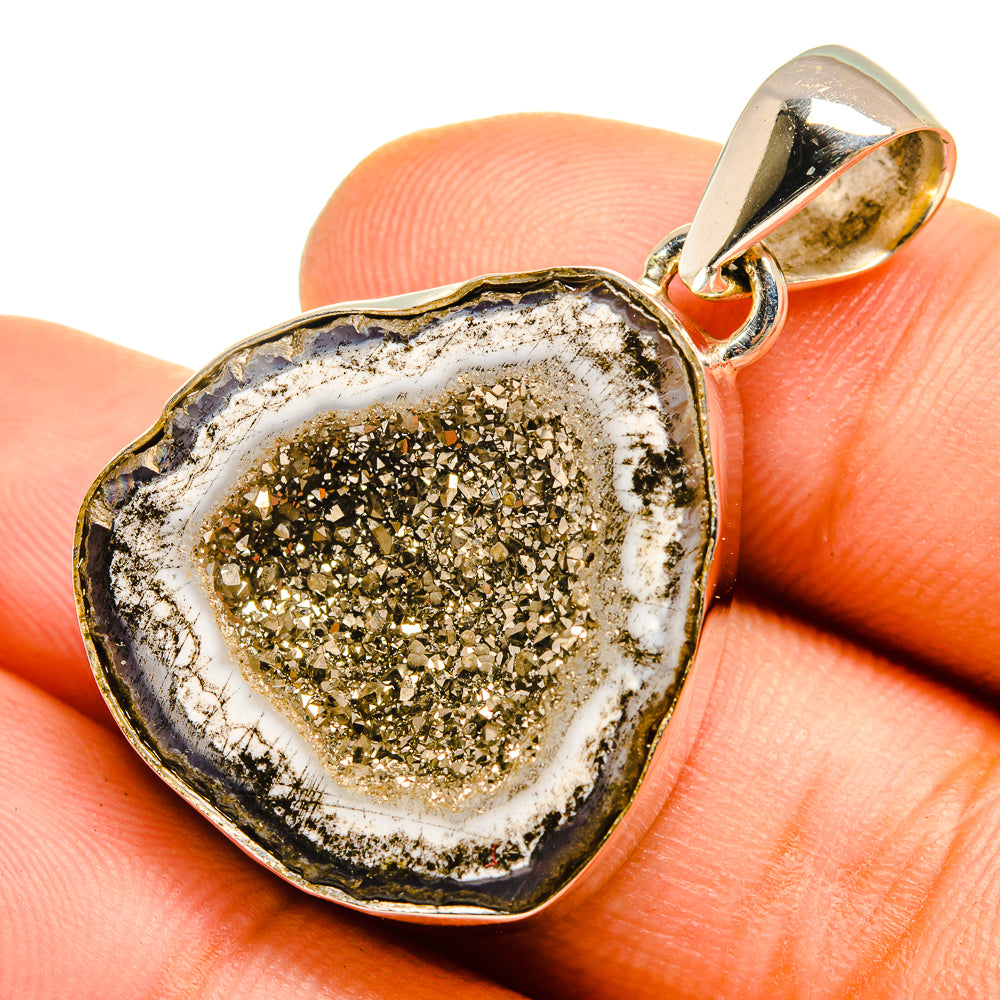 Pyrite Geode Druzy Pendants handcrafted by Anasilvercos - PD9881