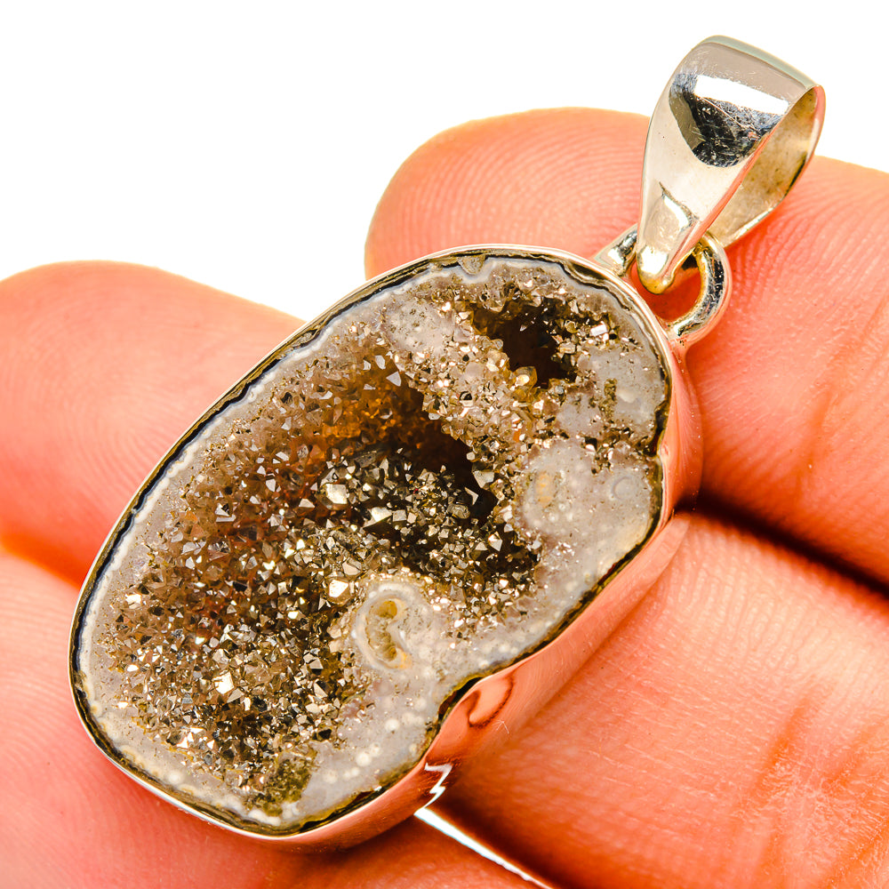 Pyrite Geode Druzy Pendants handcrafted by Anasilvercos - PD9903