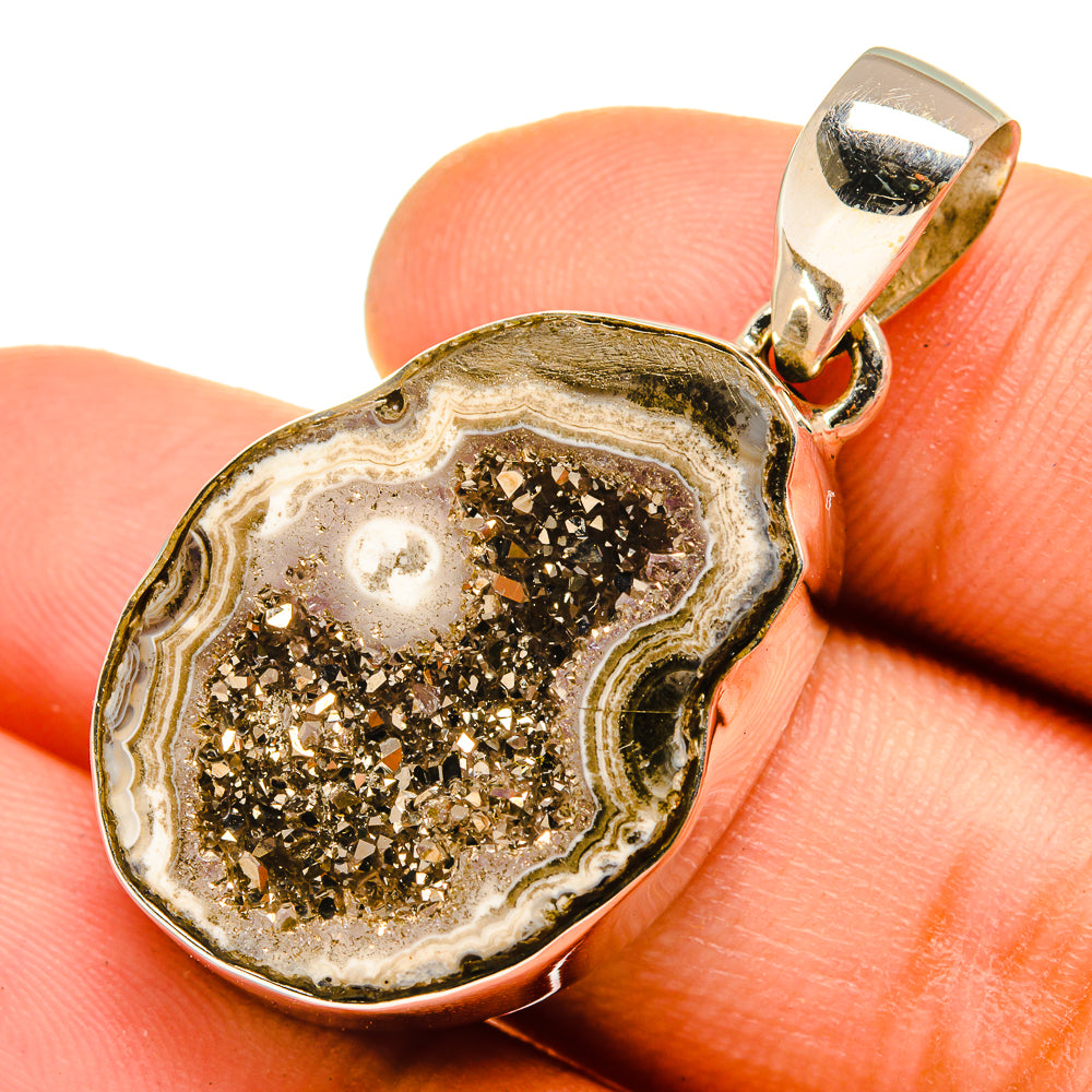 Pyrite Geode Druzy Pendants handcrafted by Anasilvercos - PD9909