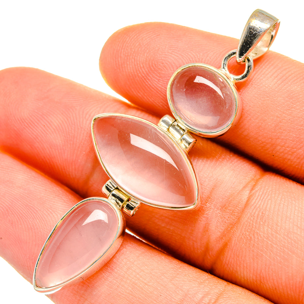 Rose Quartz Pendants handcrafted by Anasilvercos - PD9912