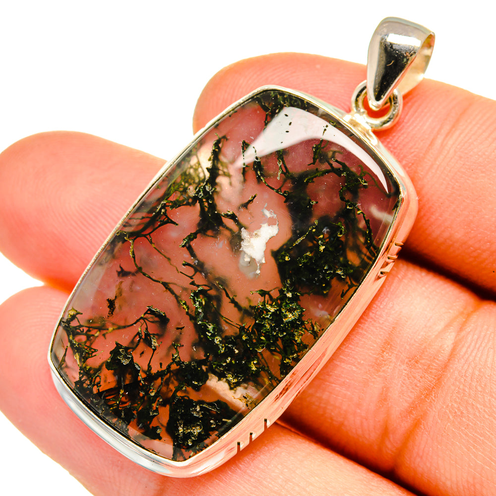 Green Moss Agate Pendants handcrafted by Anasilvercos - PD9921