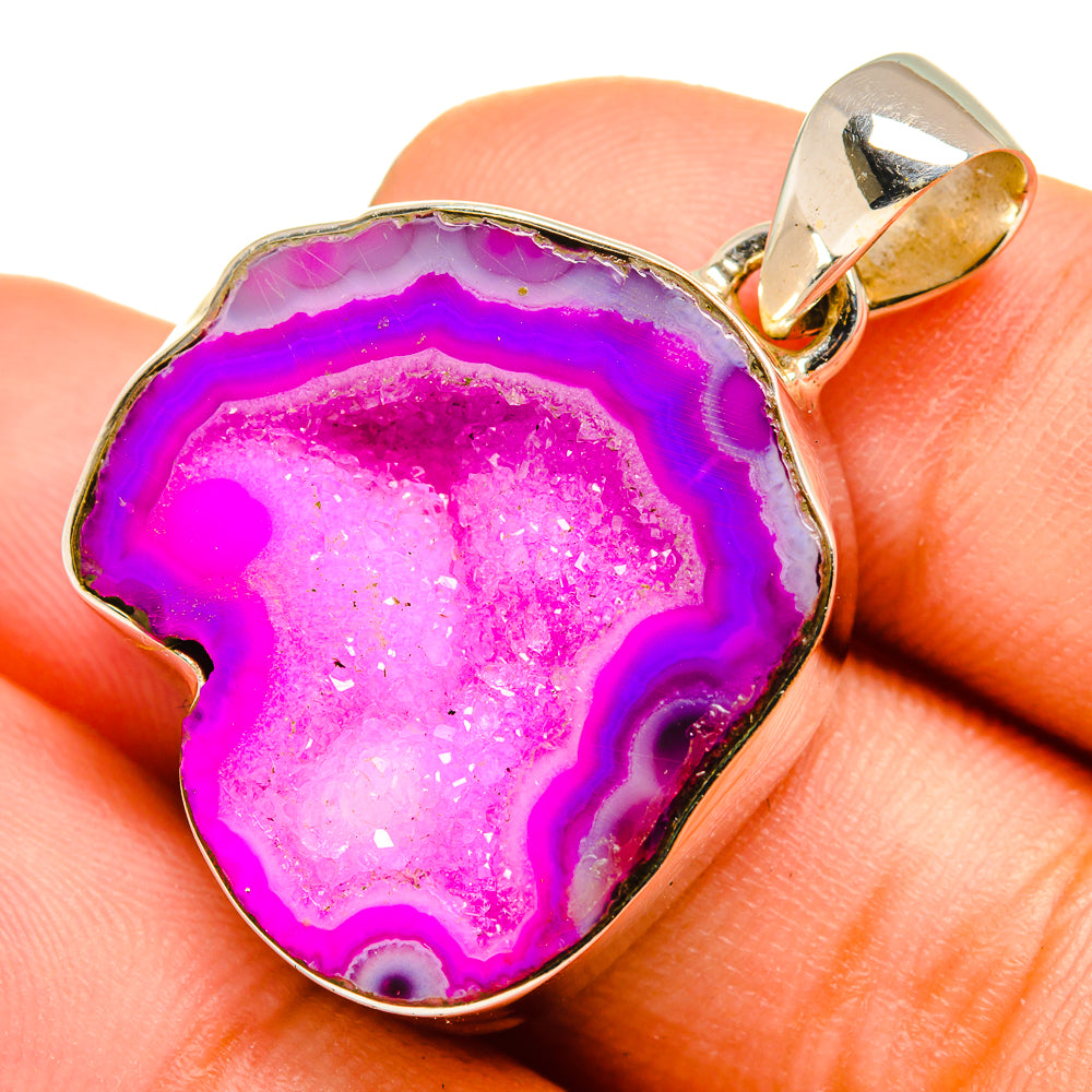 Pink Geode Slice Pendants handcrafted by Anasilvercos - PD9962