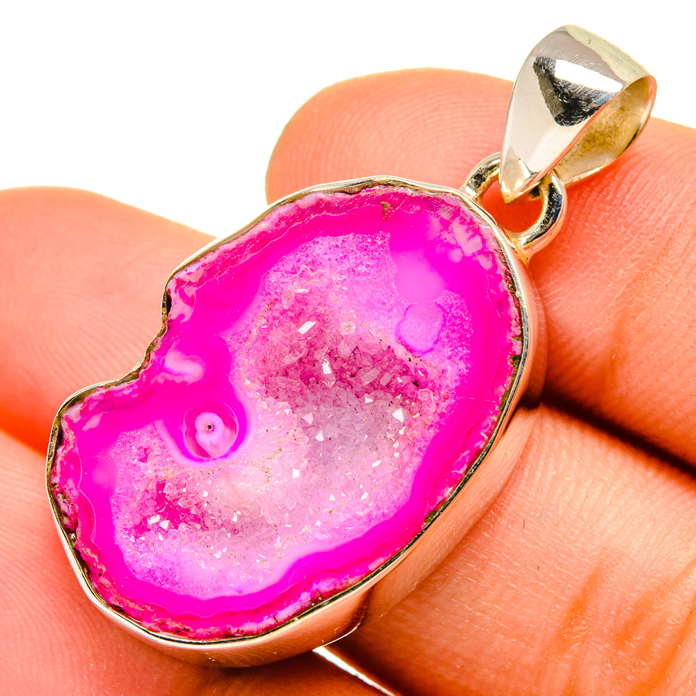 Pink Geode Slice Pendants handcrafted by Anasilvercos - PD9965