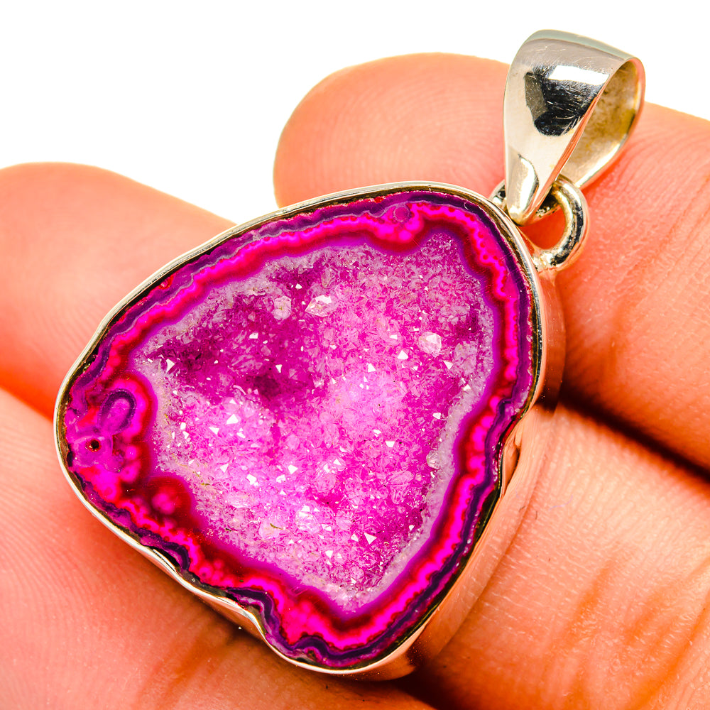 Pink Geode Slice Pendants handcrafted by Anasilvercos - PD9966