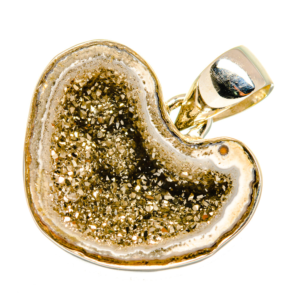 Pyrite Geode Slice Pendants handcrafted by Anasilvercos - PD10005