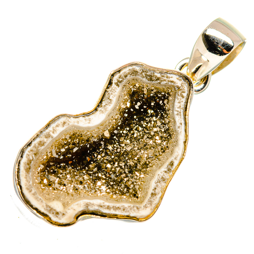 Pyrite Geode Slice Pendants handcrafted by Anasilvercos - PD10006