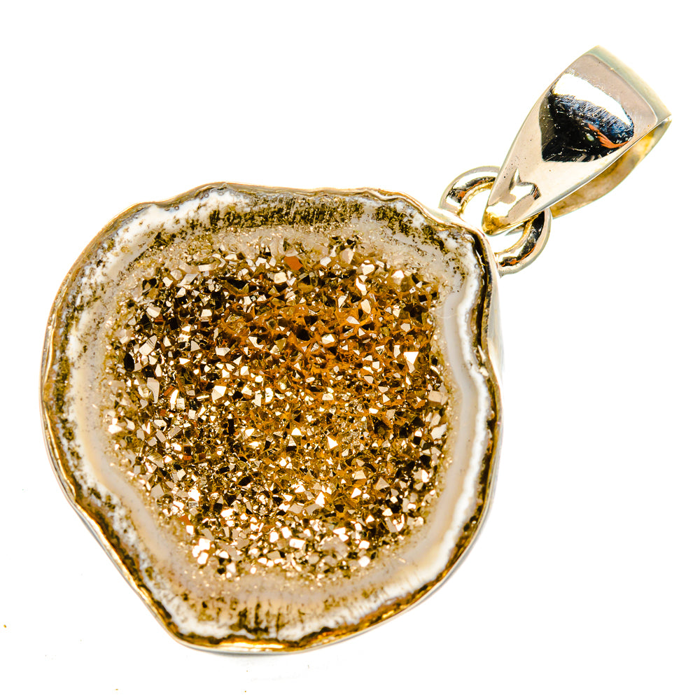 Pyrite Geode Slice Pendants handcrafted by Anasilvercos - PD10007