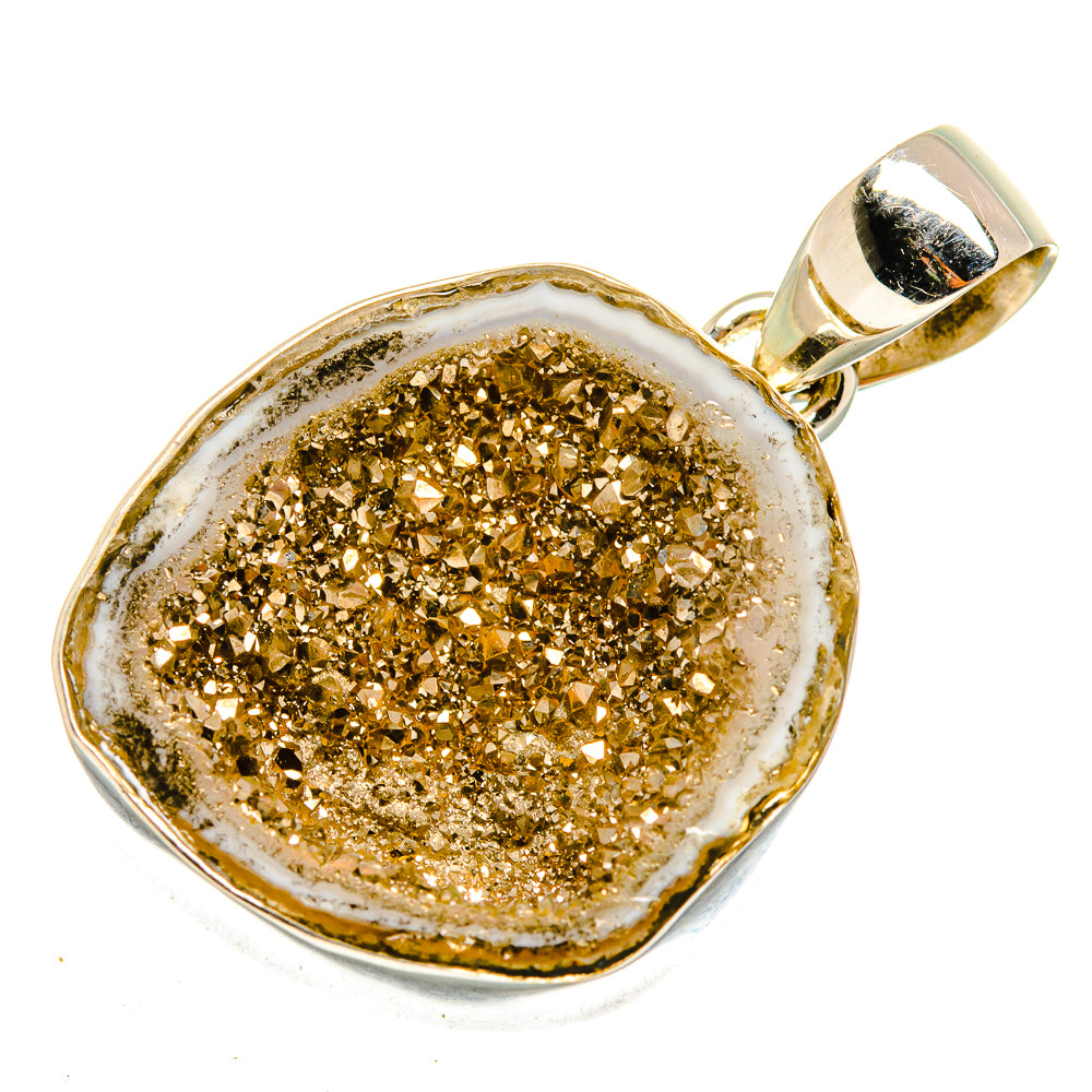 Pyrite Geode Slice Pendants handcrafted by Anasilvercos - PD10008
