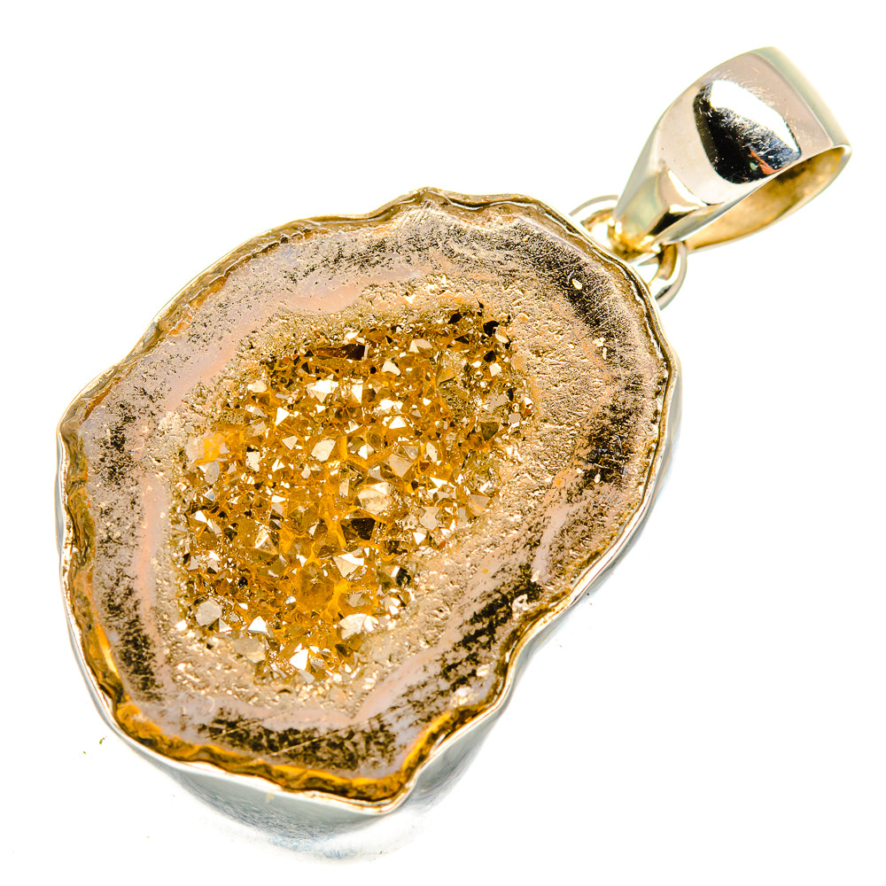 Pyrite Geode Slice Pendants handcrafted by Anasilvercos - PD10009