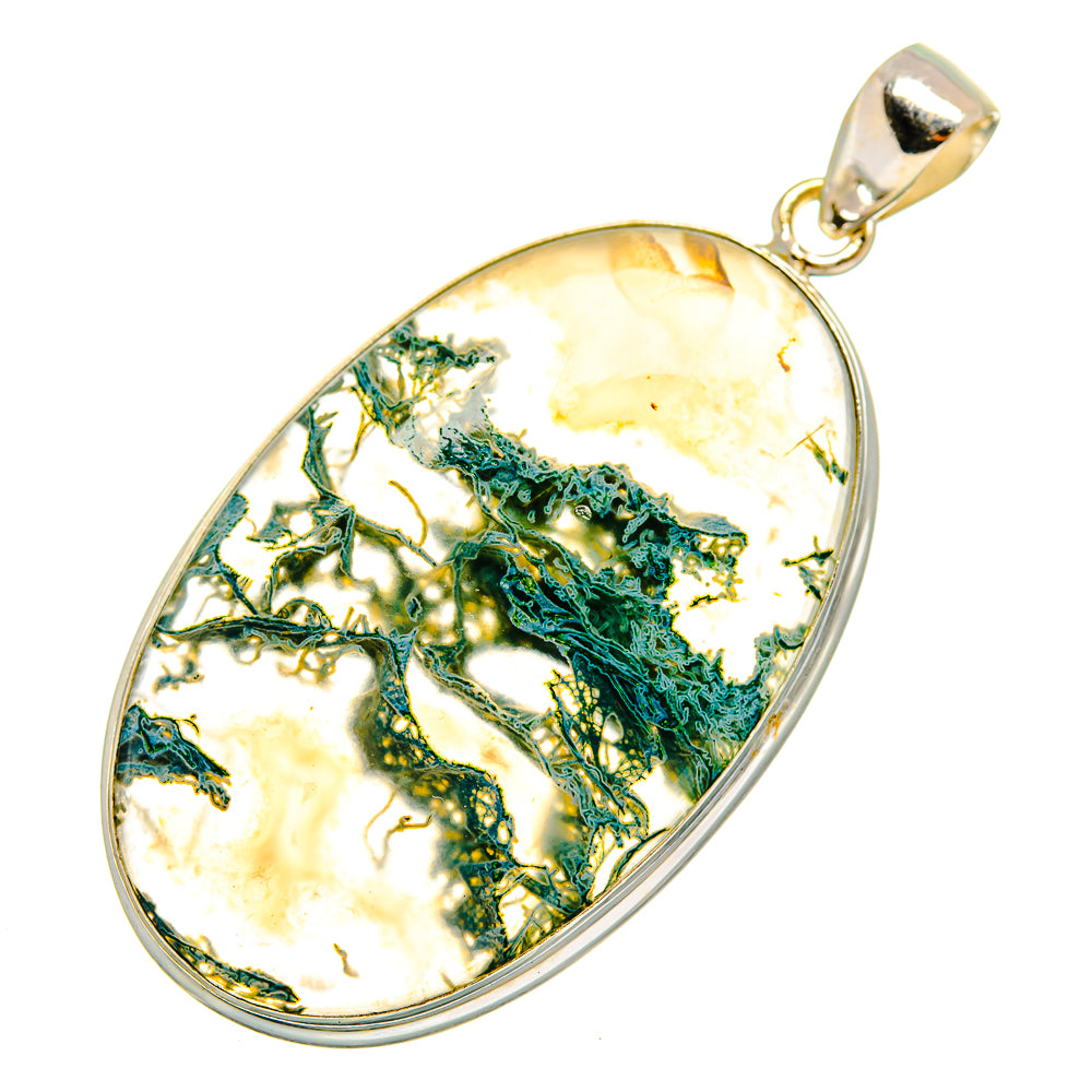 Green Moss Agate Pendants handcrafted by Anasilvercos - PD10049