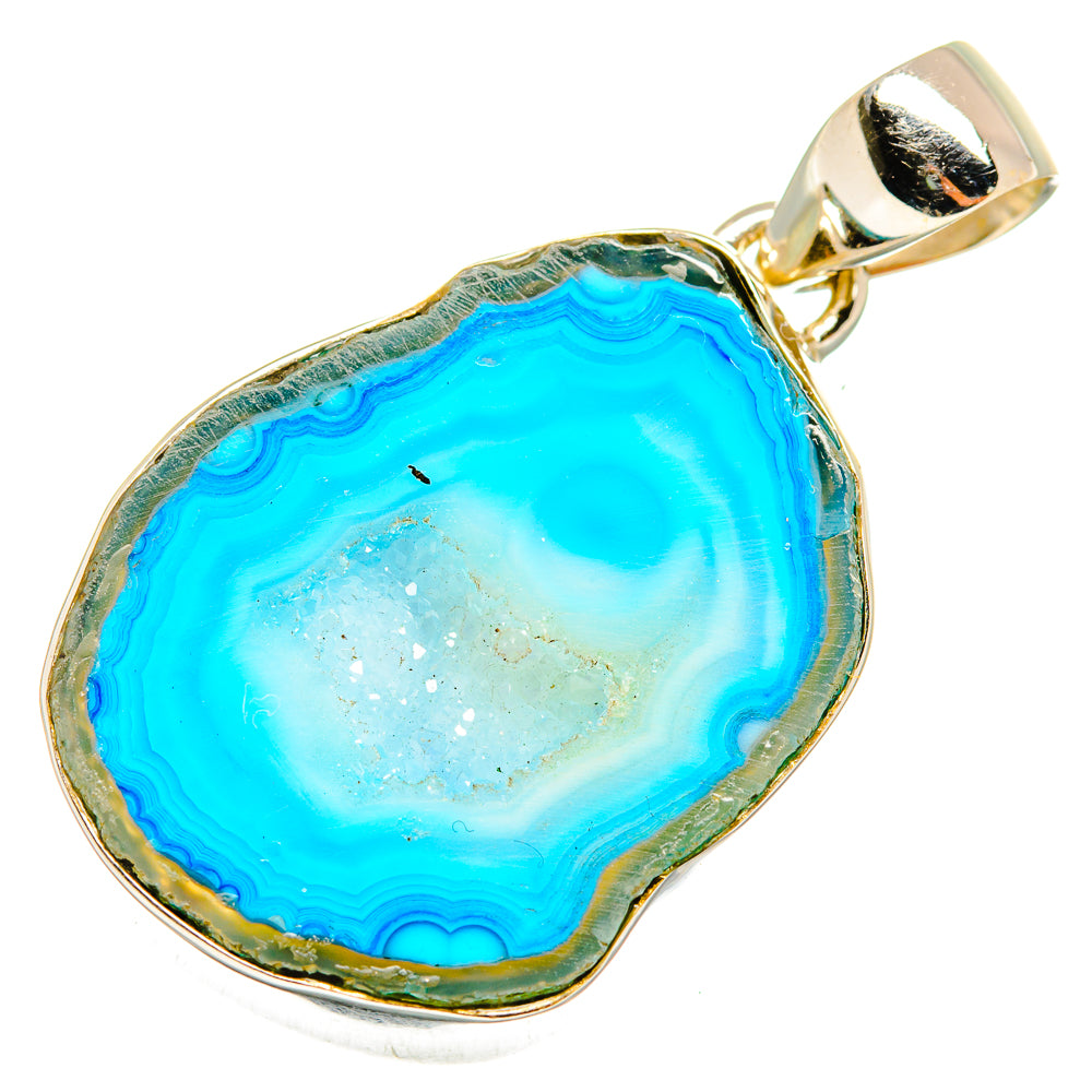 Blue Geode Slice Pendants handcrafted by Anasilvercos - PD10116