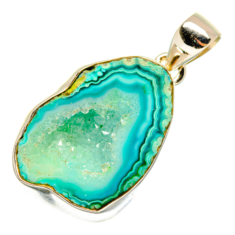 Green Geode Slice Pendants handcrafted by Anasilvercos - PD10168
